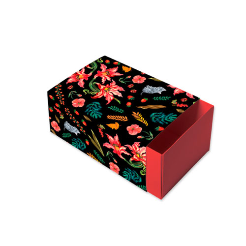 소중한 선물 포장 DIY 박스 일러스트 패턴 슬라이드 사각 기프트팩- 미디움