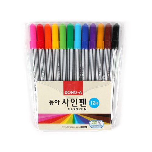 동아 아동 학생 미술 준비물 학용품 수성싸인펜 12색