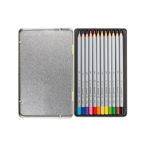 바우하우스 육각 틴케이스 유성색연필-12색세트