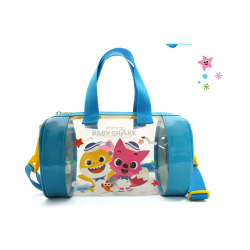 핑크퐁 캐릭터 아동 원통형 비치 크로스백 가방 (블루)
